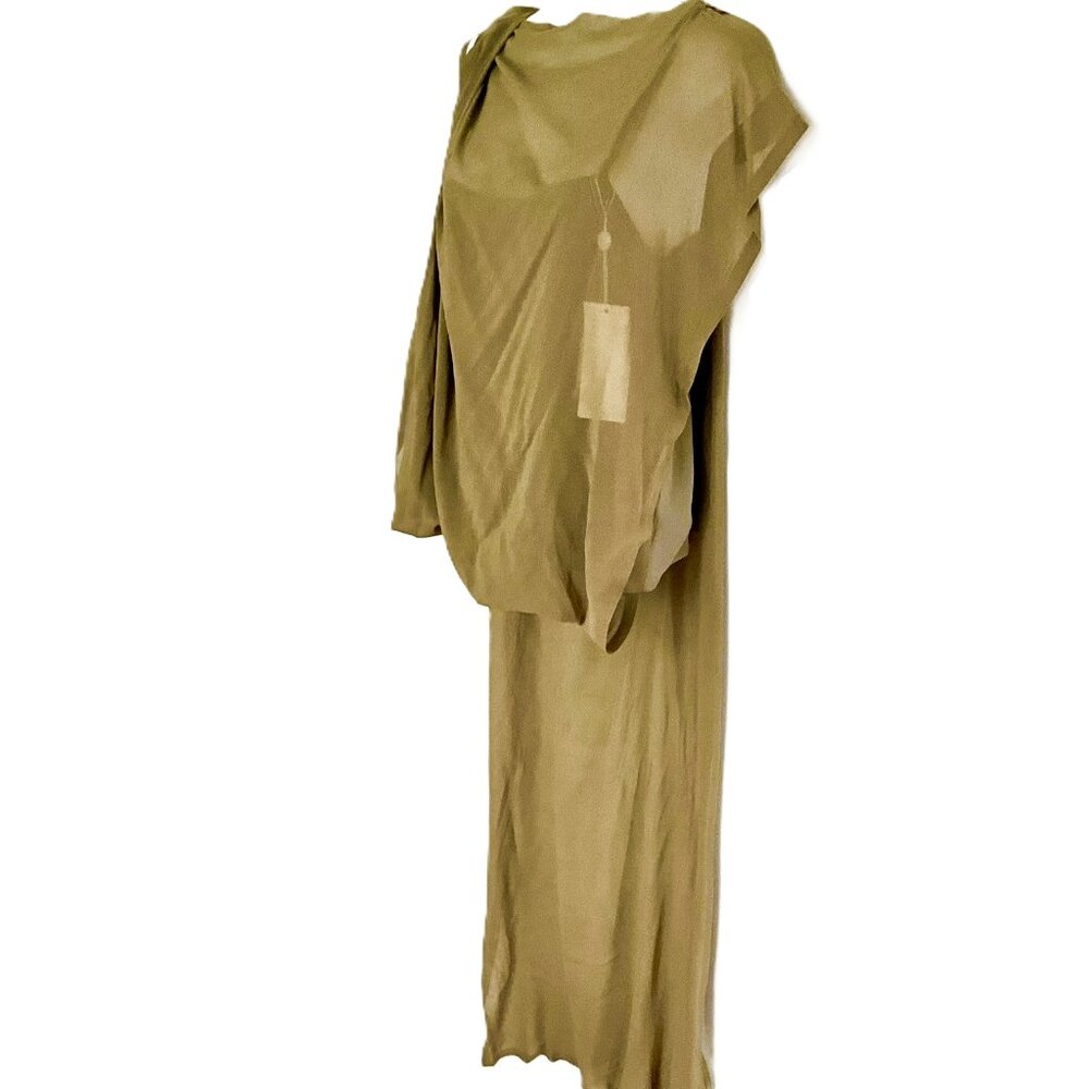 Maison Martin Margiela Silk Draped Asymmetric Top w/Long Train Sheer IT44 - Picture 2 of 12